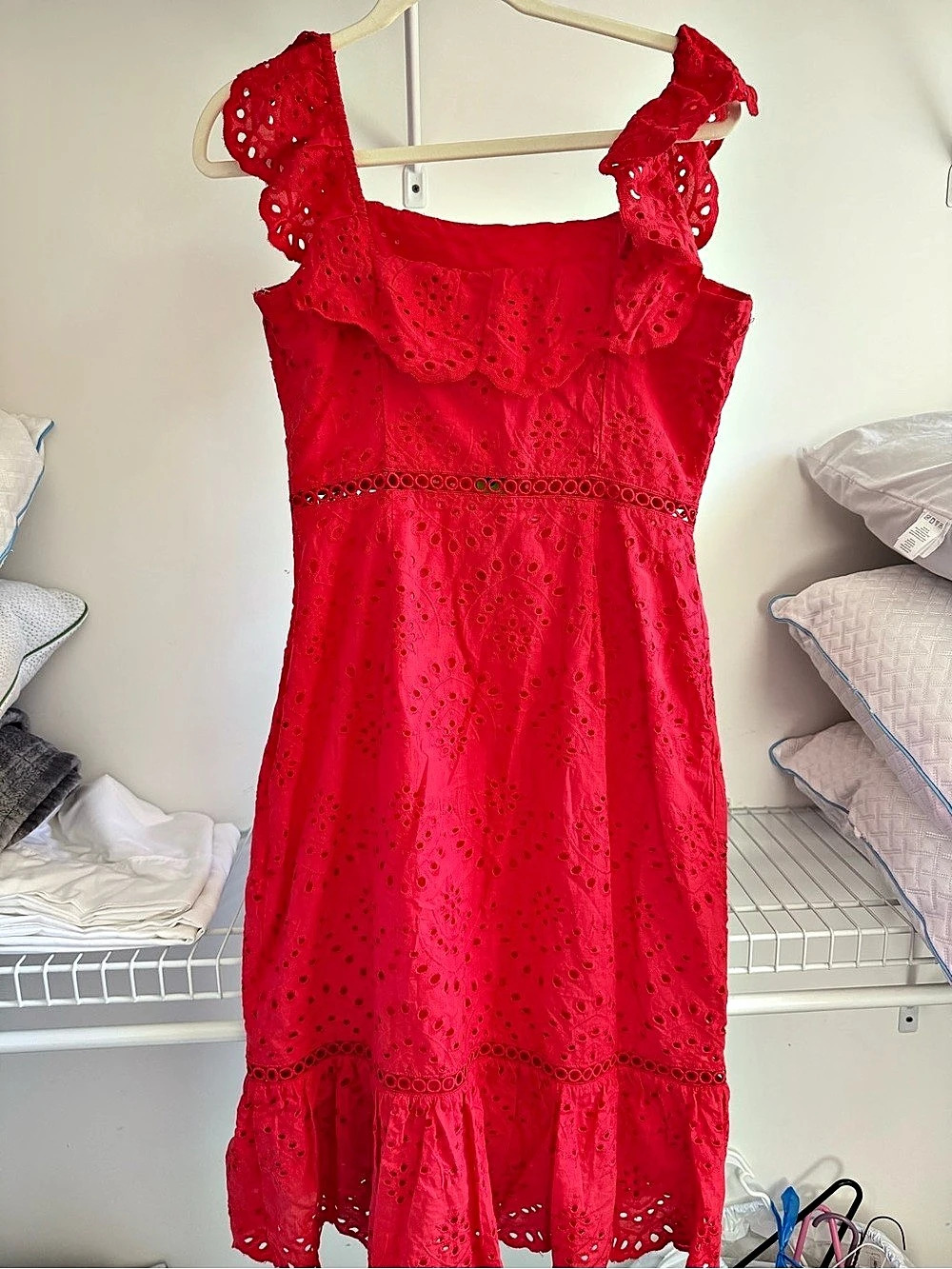 Sam Edelman Embroidered Ruffle Sleeve Mini Dress Floral Eyelet Ruffle Mini Dress